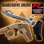 AGGRESSIVE ARMS R-LINE V2 for GLOCK 20 / 21 "STAINLESS STEEL" TRIGGER BLACK DLC / BLACK SAFETY - With POLISHED OEM GLOCK SP04417 TRIGGER BAR