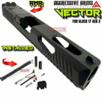 AGGRESSIVE ARMS VECTOR DUAL PORT SLIDE COMPLETE WITH PARTS INSTALLED FOR GLOCK 17 GEN 3 - BLACK VAPOR