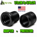 Odin Works 416R BLACK STAINLESS STEEL THREAD ADAPTER - 1/2x28 TPI to 5/8x24 TPI - COME WITH THREAD PROTECTOR
