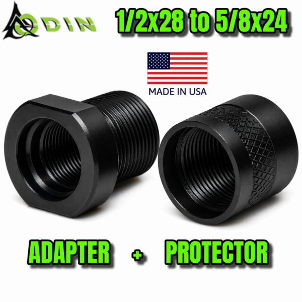 Odin Works 416R BLACK STAINLESS STEEL THREAD ADAPTER - 1/2x28 TPI to 5/8x24 TPI - COME WITH THREAD PROTECTOR