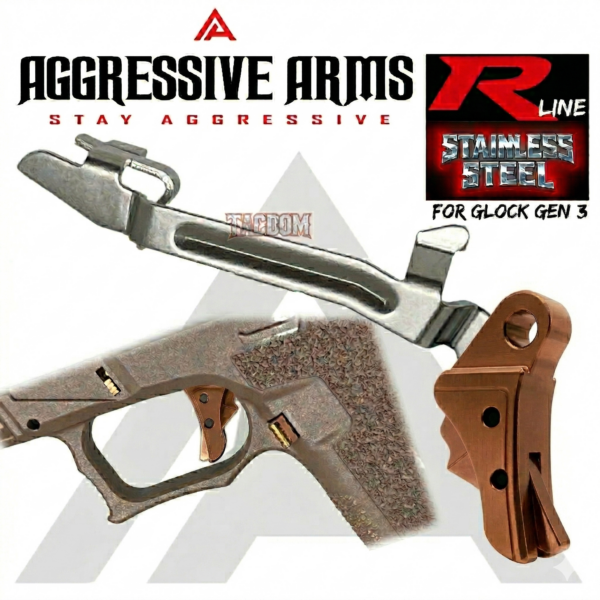 AGGRESSIVE ARMS R-LINE V2 for GLOCK GEN 3 / 4 "STAINLESS STEEL" TRIGGER ROSE COPPER PVD with COPPER SAFETY - With POLISHED TRIGGER BAR -  17 17L 18 19 22 23 26 27 31 32 33 34 35