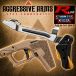 AGGRESSIVE ARMS R-LINE V2 for GLOCK GEN 5 "STAINLESS STEEL" TRIGGER BLACK DLC with GOLD SAFETY - With POLISHED TRIGGER BAR -  17 18 19 19X 22 23 26 27 31 32 33 34 35 45