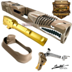 STEEL CITY ARSENAL LIMITED EDITION COLOR KIT - SHADOW TAN CAMO - P40 WARHAWK SLIDE for GLOCK 19 GEN 3 - COLOR FILL SNARL - GOLD P40 BARREL - FDE / GOLD TRIGGER - BILLET ALUMINUM FDE MAGWELL - Image 8