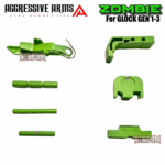 AGGRESSIVE ARMS ZOMBIE GREEN CERAKOTED PARTS FOR GLOCK GEN 1 2 3 - SLIDE RELEASE / LOCK - SLIDE LOCK - PINS - REAR COVER PLATE - MAGAZINE CATCH - Image 2