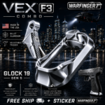 WARFINGER by Ranger Proof for GLOCK 19 / 23 / 44 ENHANCED POLISHED BILLET ALUMINUM MAGWELL + VEX F3 ADJUSTABLE TRIGGER – FITS GEN 5 OEM FACTORY FRAMES