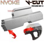 NVOKE For GLOCK 43 43X 48 EXTENDED "V-CUT" PATTERN SLIDE LOCK TAKE DOWN - 316 STAINLESS - SILVER