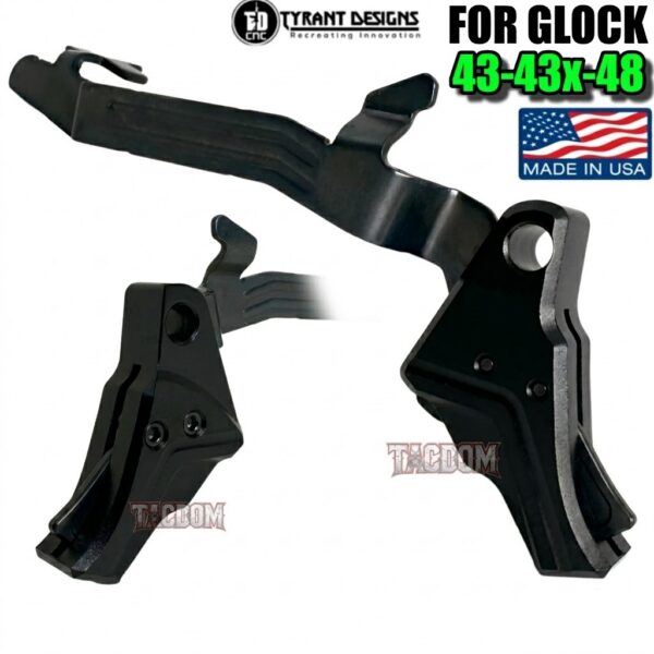 TYRANT DESIGNS I.T.T.S ALL BLACK TRIGGER with BLACK STEALTH BAR for Glock 43 - 43x - 48 MODELS