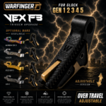 WARFINGER by RANGER PROOF / JOHNNY GLOCK COLLABORATION VEX F3  "BLACK / GOLD TWO TONE" ADJUSTABLE VERSION" TRIGGER for GLOCK GEN 1 2 3 4 5 - 17 19 19X 20 21 22 23 24 26 27 31 32 33 34 35 37 36 38 39 43 43x 45 48