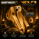 WARFINGER by RANGER PROOF / JOHNNY GLOCK COLLABORATION VEX F3 ANODIZED GOLD ADJUSTABLE VERSION TRIGGER for GLOCK GEN 1 2 3 4 5 - 17 19 19X 20 21 22 23 24 26 27 31 32 33 34 35 37 36 38 39 43 43x 45 48 - Image 2