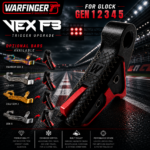 WARFINGER by RANGER PROOF / JOHNNY GLOCK COLLABORATION VEX F3  "BLACK / RED TWO TONE" ADJUSTABLE VERSION" TRIGGER for GLOCK GEN 1 2 3 4 5 - 17 19 19X 20 21 22 23 24 26 27 31 32 33 34 35 37 36 38 39 43 43x 45 48