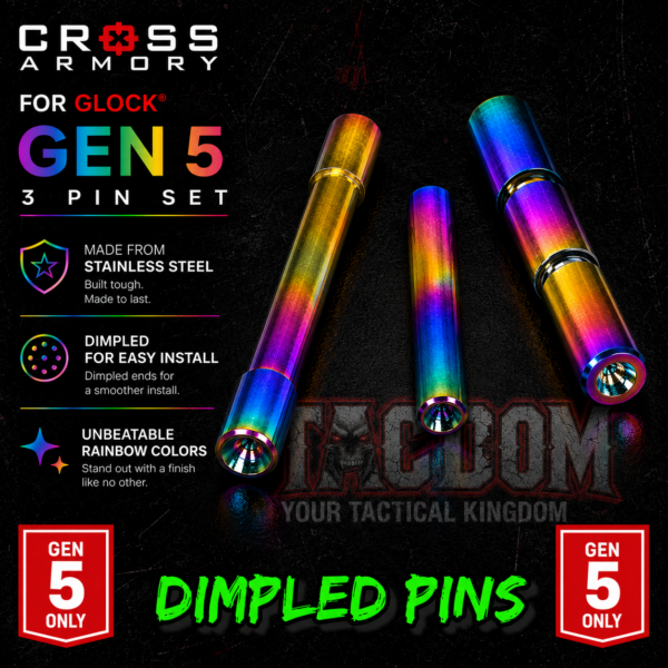 Cross Armory for GLOCK Gen 5 Dimple Pins RAINBOW - 17 19 26 34