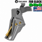 TYRANT DESIGNS I.T.T.S GREY TRIGGER GOLD Safety with BLACK STEALTH BAR for Glock 43 - 43x - 48 MODELS - Image 2