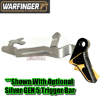 WARFINGER by RANGER PROOF / JOHNNY GLOCK COLLABORATION VEX F3  "BLACK / GOLD TWO TONE" ADJUSTABLE VERSION" TRIGGER for GLOCK GEN 1 2 3 4 5 - 17 19 19X 20 21 22 23 24 26 27 31 32 33 34 35 37 36 38 39 43 43x 45 48 - Image 6