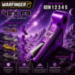 WARFINGER by RANGER PROOF / JOHNNY GLOCK COLLABORATION VEX F3  "PURPLE "ADJUSTABLE VERSION" TRIGGER for GLOCK GEN 1 2 3 4 5 - 17 19 19X 20 21 22 23 24 26 27 31 32 33 34 35 37 36 38 39 43 43x 45 48