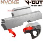 NVOKE For GLOCK GEN 1 2 3 4 5 EXTENDED "V-CUT" PATTERN SLIDE LOCK TAKE DOWN - 316 STAINLESS - SILVER
