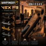WARFINGER by RANGER PROOF / JOHNNY GLOCK COLLABORATION VEX F3 BURNT BRONZE ADJUSTABLE VERSION TRIGGER for GLOCK GEN 1 2 3 4 5 - 17 19 19X 20 21 22 23 24 26 27 31 32 33 34 35 37 36 38 39 43 43x 45 48