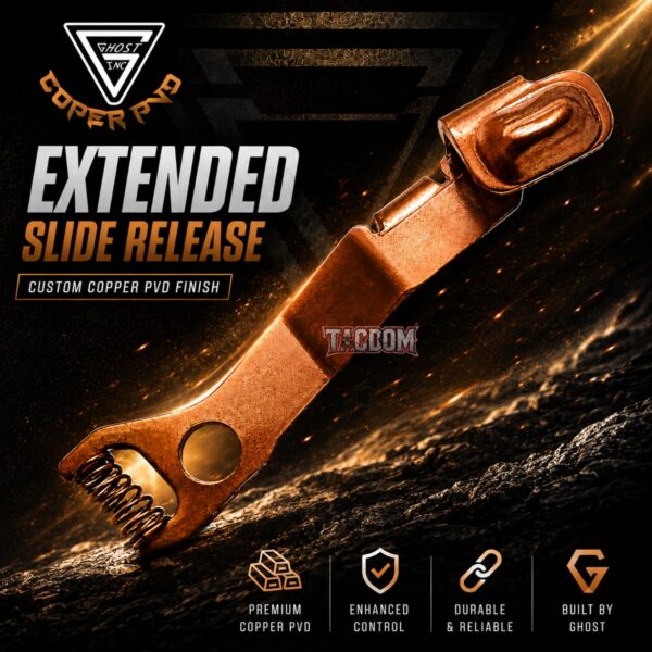 GHOST INC for GLOCK 43 43X 48 COPPER PVD EXTENDED SLIDE RELEASE CATCH
