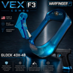 WARFINGER by Ranger Proof for GLOCK 43X/48 ENHANCED SKY AQUA BLUE BILLET ALUMINUM MAGWELL + VEX F3 ADJUSTABLE TRIGGER – FITS OEM FACTORY FRAMES