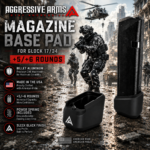 AGGRESSIVE ARMS for Glock 17 34 19X 45 Billet 6061 Aluminum Grip Extension Magazine Plate Pad +5/+6 round URBAN BLACK