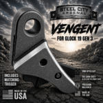 STEEL CITY ARSENAL VENGENT XL - BIG FRONT PORT FLUTED - SIG DARK GREY with CUSTOM POLISHED EDGES - EXTENDED SLIDE - MATCHING TRIGGER  & RMR COVER PLATE FOR GLOCK 19 GEN 3 - Image 6