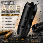 TACFIRE A.C.E. ADJUSTABLE MUZZLE BRAKE in NITRIDE BLACK STEEL Comp .223 5.56 1x28 TPI Thread - FOR AR15 AND OTHERS