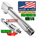 USA MADE Threaded POLISHED STAINLESS STEEL Barrel for Glock 17 - Polymer 80 PF940V2 - 9mm
