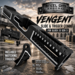 STEEL CITY ARSENAL VENGENT - FLUTED - GRAPHITE BLACK with CUSTOM POLISHED EDGES - SLIDE - MATCHING TRIGGER  & RMR COVER PLATE FOR GLOCK 19 GEN 3