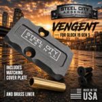 STEEL CITY ARSENAL VENGENT XL - BIG FRONT PORT FLUTED - SIG DARK GREY with CUSTOM POLISHED EDGES - EXTENDED SLIDE - MATCHING TRIGGER  & RMR COVER PLATE FOR GLOCK 19 GEN 5 - Image 2