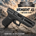 STEEL CITY ARSENAL VENGENT XL - BIG FRONT PORT FLUTED - GRAPHITE BLACK with CUSTOM POLISHED EDGES - EXTENDED SLIDE - MATCHING TRIGGER  & RMR COVER PLATE FOR GLOCK 19 GEN 3 - Image 2