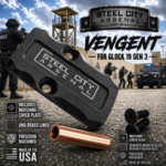 STEEL CITY ARSENAL VENGENT XL - BIG FRONT PORT FLUTED - GRAPHITE BLACK with CUSTOM POLISHED EDGES - EXTENDED SLIDE - MATCHING TRIGGER  & RMR COVER PLATE FOR GLOCK 19 GEN 3 - Image 5