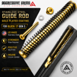 AGGRESSIVE ARMS GUIDE ROD Assembly for GLOCK 17 Gen 3 -17LB Spring - SHINY GOLD PLATING over Stainless Steel