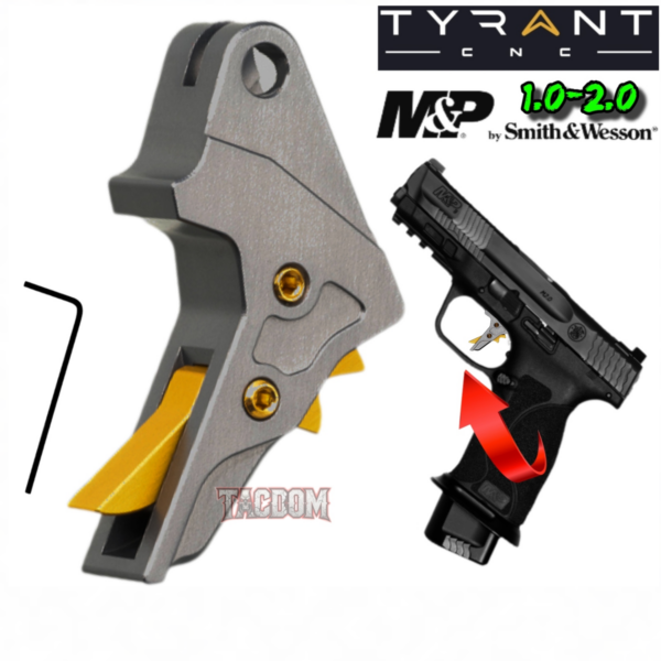 Tyrant Designs GREY GOLD Trigger Shoe for M&P S&W 1.0 / 2.0 CRISP BREAK RESET
