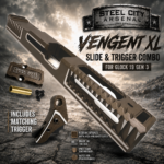 STEEL CITY ARSENAL VENGENT XL - BIG FRONT PORT FLUTED - KODIAK BRONZE with CUSTOM POLISHED EDGES - EXTENDED SLIDE - MATCHING TRIGGER  & RMR COVER PLATE FOR GLOCK 19 GEN 3