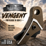 STEEL CITY ARSENAL VENGENT XL - BIG FRONT PORT FLUTED - KODIAK BRONZE with CUSTOM POLISHED EDGES - EXTENDED SLIDE - MATCHING TRIGGER  & RMR COVER PLATE FOR GLOCK 19 GEN 3 - Image 4