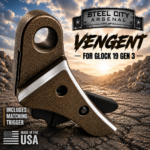 STEEL CITY ARSENAL VENGENT XL - BIG FRONT PORT FLUTED - KODIAK BRONZE with CUSTOM POLISHED EDGES - EXTENDED SLIDE - MATCHING TRIGGER  & RMR COVER PLATE FOR GLOCK 19 GEN 3 - Image 8
