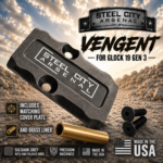STEEL CITY ARSENAL VENGENT XL - BIG FRONT PORT FLUTED - SIG DARK GREY with CUSTOM POLISHED EDGES - EXTENDED SLIDE - MATCHING TRIGGER  & RMR COVER PLATE FOR GLOCK 19 GEN 3 - Image 4
