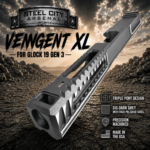STEEL CITY ARSENAL VENGENT XL - BIG FRONT PORT FLUTED - SIG DARK GREY with CUSTOM POLISHED EDGES - EXTENDED SLIDE - MATCHING TRIGGER  & RMR COVER PLATE FOR GLOCK 19 GEN 3 - Image 5