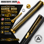 AGGRESSIVE ARMS GUIDE ROD Assembly for GLOCK 19 Gen 3 -18LB Spring - SHINY GOLD PLATING over Stainless Steel