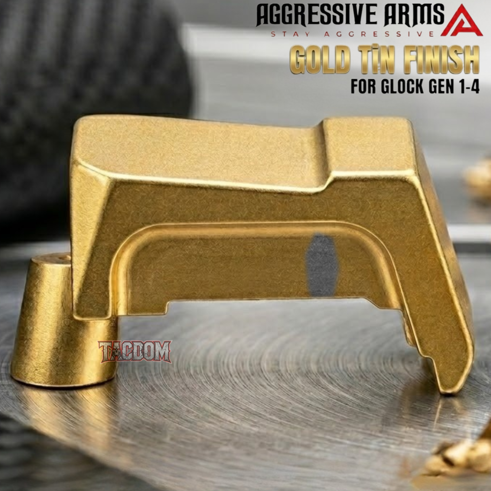 gold extweb AGGRESSIVE ARMS 416 STEEL GOLD TIN PREMIUM EXTRACTOR for GLOCK GEN 1 2 3 4 - Image 1