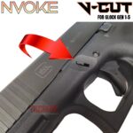 NVOKE For GLOCK 17 19 20 21 26 27 30 34 45 GEN 1-5 EXTENDED "V-CUT" PATTERN SLIDE LOCK TAKE DOWN - 316 STAINLESS - BLACK NITRIDE - Image 3
