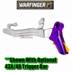 WARFINGER by RANGER PROOF / JOHNNY GLOCK COLLABORATION VEX F3 PURPLE with GOLD ADJUSTABLE VERSION TRIGGER for GLOCK GEN 1 2 3 4 5 6 - 17 19 19X 20 21 22 23 24 26 27 31 32 33 34 35 37 36 38 39 43 43x 45 48 - Image 8