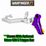 WARFINGER by RANGER PROOF / JOHNNY GLOCK COLLABORATION VEX F3 PURPLE with GOLD ADJUSTABLE VERSION TRIGGER for GLOCK GEN 1 2 3 4 5 6 - 17 19 19X 20 21 22 23 24 26 27 31 32 33 34 35 37 36 38 39 43 43x 45 48 - Image 7