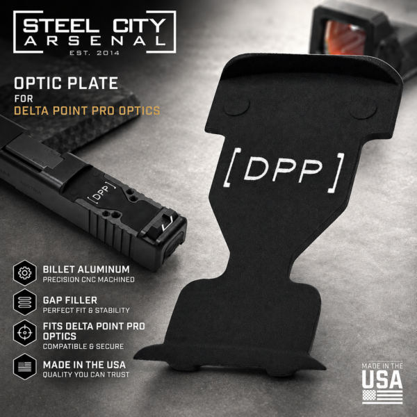 STEEL CITY ARSENAL for GLOCK GEN 6 DELTAPOINT PRO OPTIC PLATE GAP FILLER - BILLET ALUMINUM - BLACK