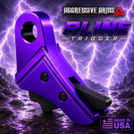 AGGRESSIVE ARMS R-LINE for GLOCK GEN 1 2 3 4 5 6 "CNC BILLET ALUMINUM" REGAL SERIES - ANODIZED PURPLE - BLACK HARD NITRIDE SAFETY - FLAT FACE - Image 3