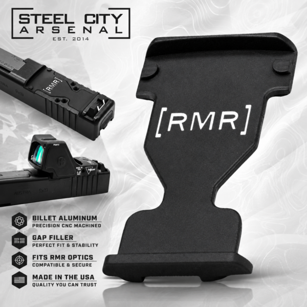STEEL CITY ARSENAL for GLOCK GEN 6 RMR OPTIC PLATE GAP FILLER - BILLET ALUMINUM - BLACK