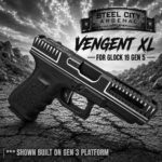 STEEL CITY ARSENAL VENGENT XL - BIG FRONT PORT FLUTED - GRAPHITE BLACK with CUSTOM POLISHED EDGES - EXTENDED SLIDE - MATCHING TRIGGER  & RMR COVER PLATE FOR GLOCK 19 GEN 5 - Image 2