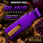 AGGRESSIVE ARMS R-LINE for GLOCK GEN 1 2 3 4 5 6 "CNC BILLET ALUMINUM" PEANUT BUTTER JELLY THEME - ANODIZED PURPLE - TAN SAFETY - FLAT FACE - Image 2