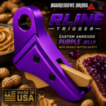 AGGRESSIVE ARMS R-LINE for GLOCK GEN 1 2 3 4 5 6 "CNC BILLET ALUMINUM" PEANUT BUTTER JELLY THEME - ANODIZED PURPLE - TAN SAFETY - FLAT FACE - Image 4