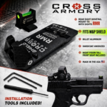 CROSS ARMORY DOVE MOUNT SYSTEM for S&W M&P SHIELD RMR Slide Sight Adapter with NIGHT FISION Front FIBER OPTIC SIGHT + COMES WITH INSTALL TOOLS