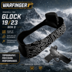 WARFINGER by Ranger Proof for GLOCK 19 / 23 BLACK TOPOGRAPHY BILLET ALUMINUM MAGWELL – FITS GEN 3 OEM FACTORY FRAMES
